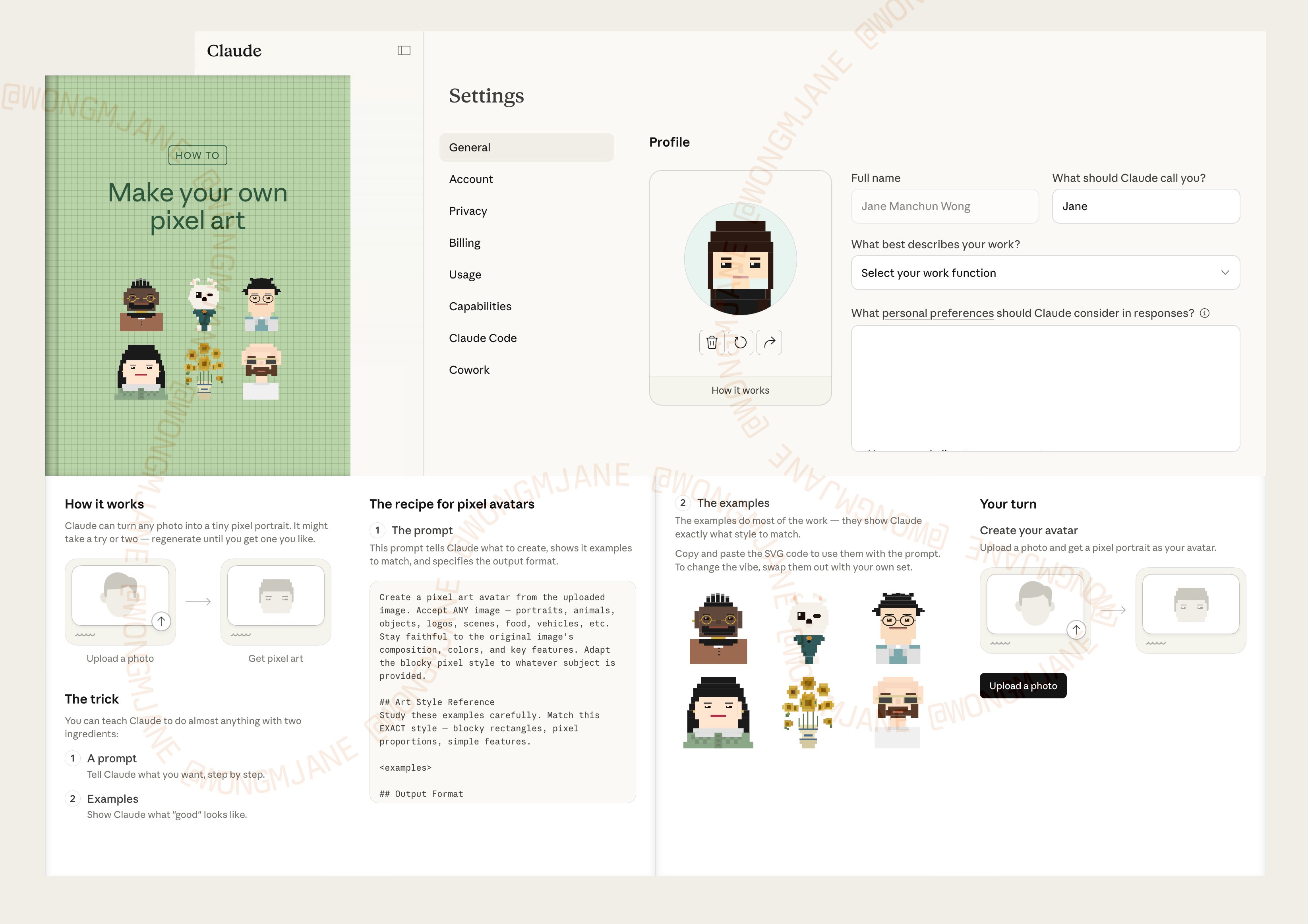 Claude pixel avatar maker leak