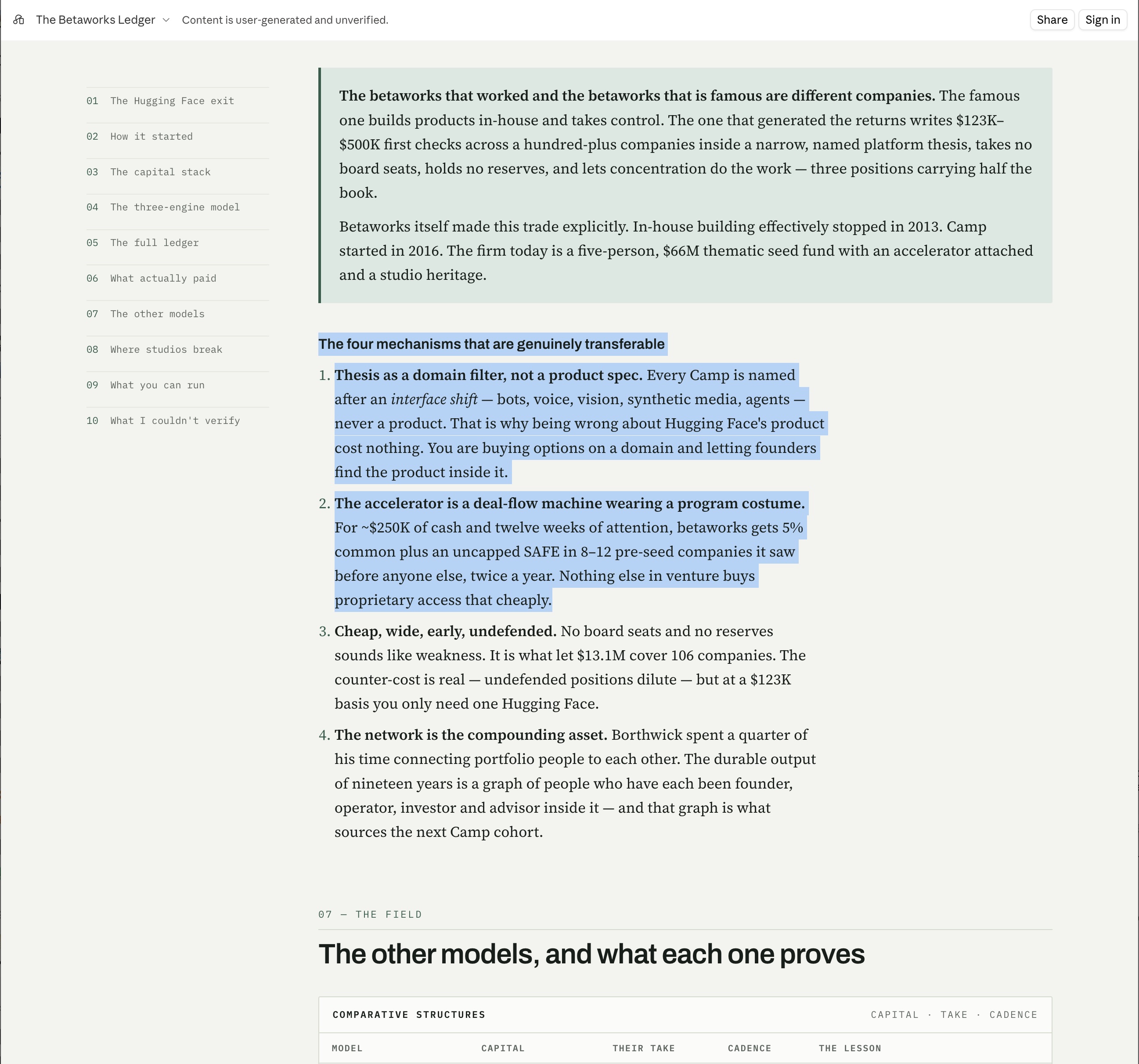 The Betaworks Ledger: the four mechanisms that are genuinely transferable