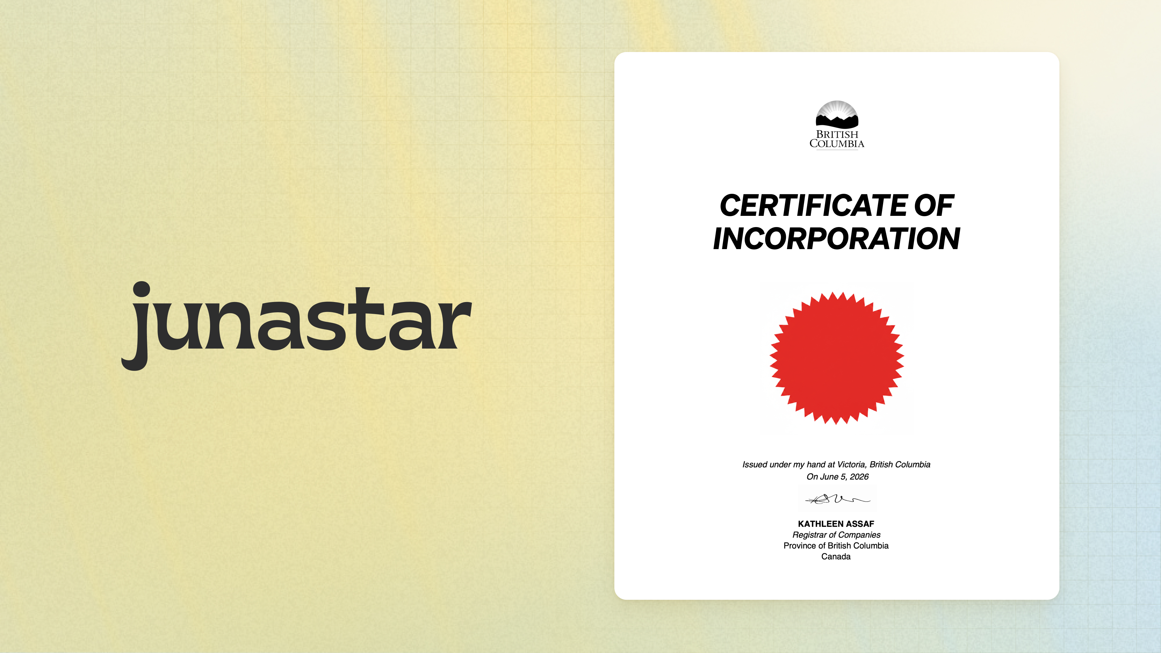 junastar collective certificate of incorporation
