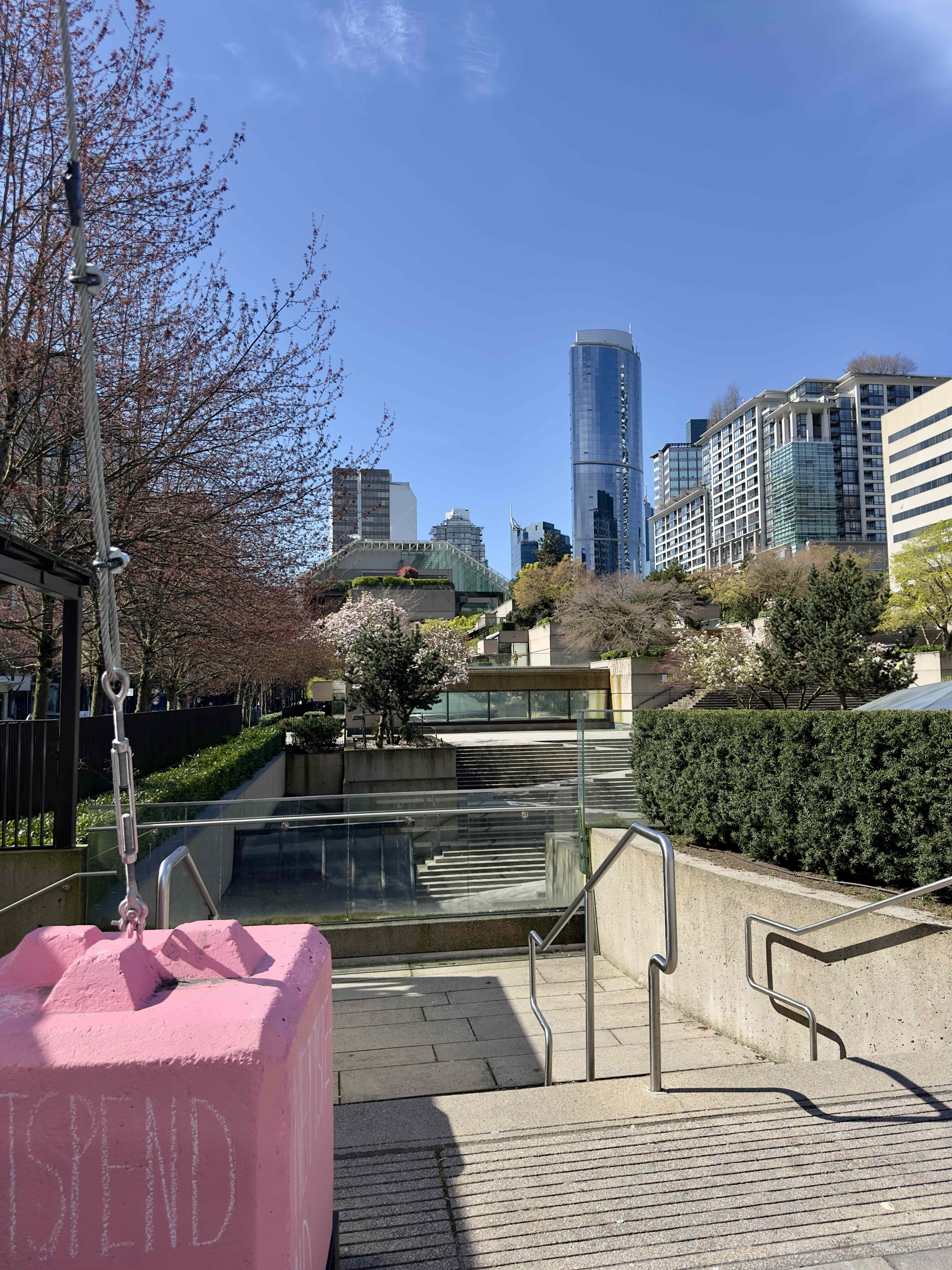 Steps outside the Vancouver Art Gallery on a sunny day