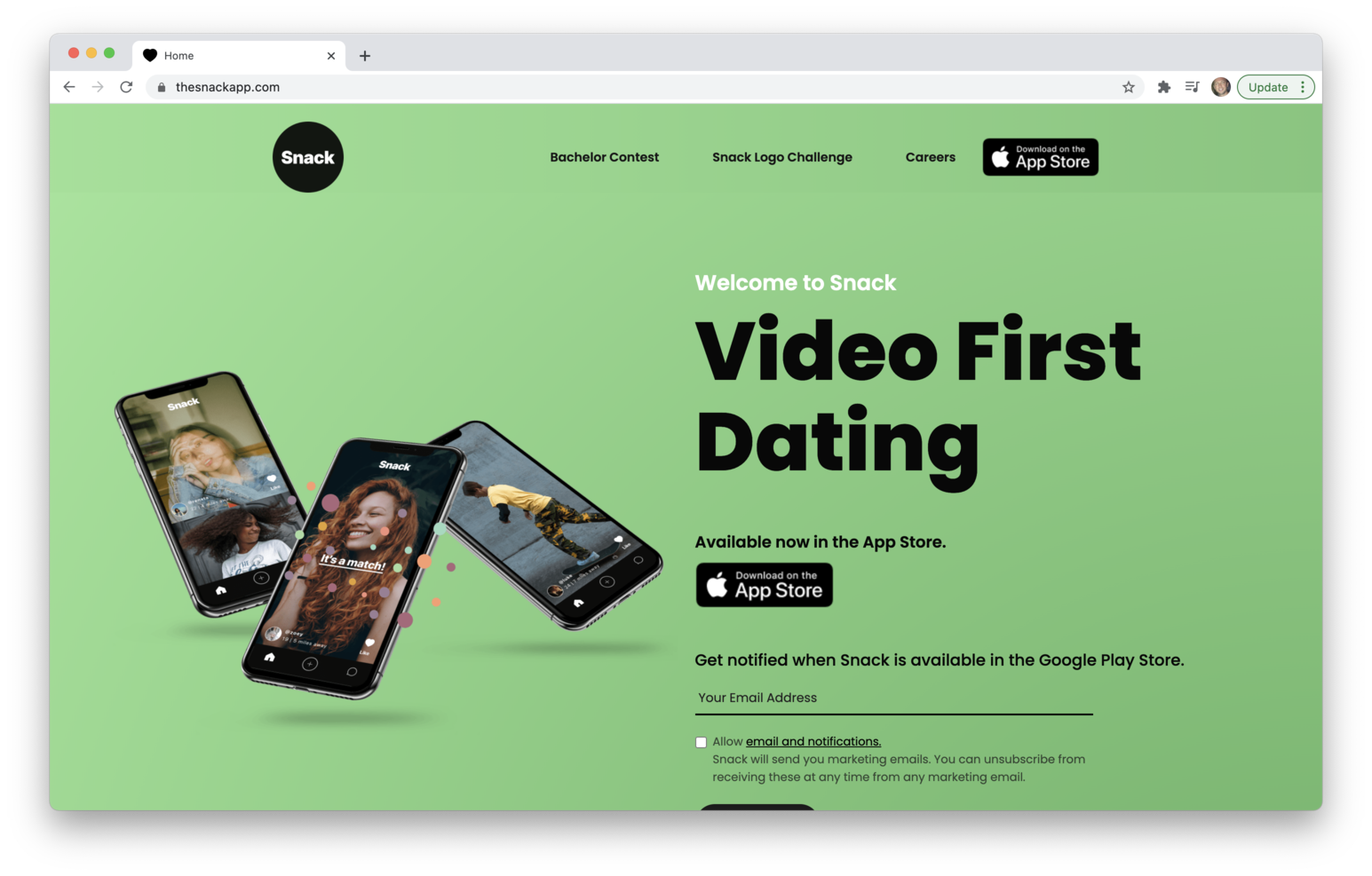 Snack App Homepage